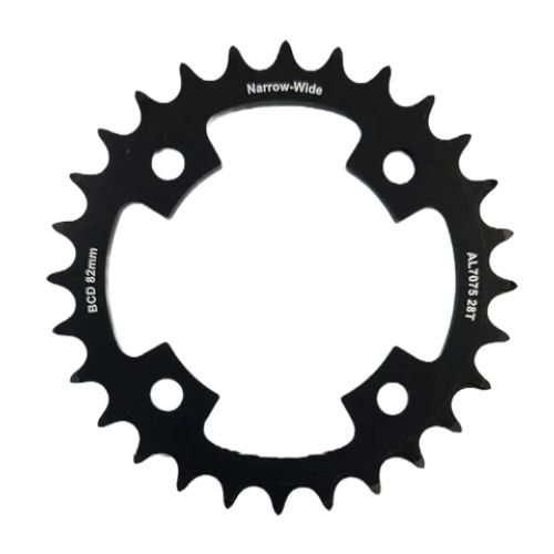 Chain Ring Only, 28T, Al7075, Black Bcd: 82Mm, Narrow Wide - (Bolt Hole = 8Mm)