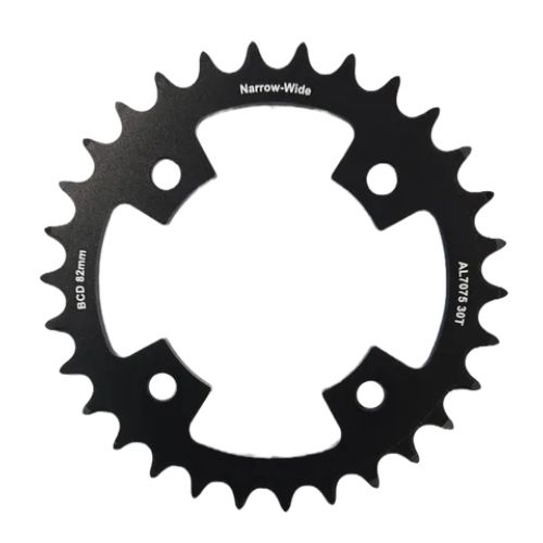 Chain Ring Only, 30T, Al7075, Black Bcd: 82Mm, Narrow Wide - (Bolt Hole = 8Mm)