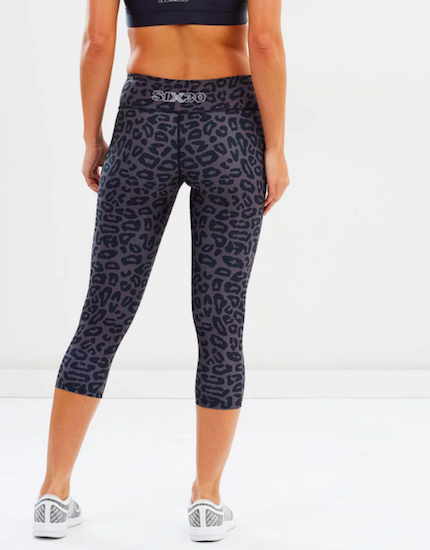 SIX30 Charcoal Cheetah 3/4 Compression Tights