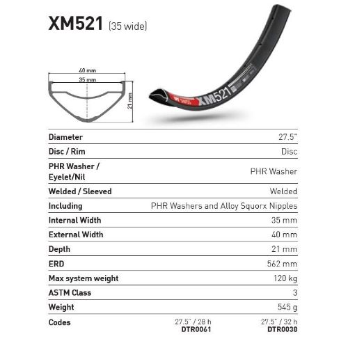 DT Swiss Rim XM521 - 27.5