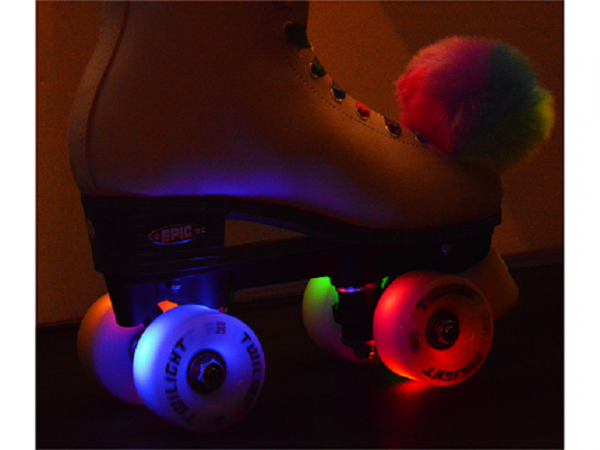 EPIC QUAD ALLURE TWILIGHT ROLLER SKATES + POMPOM - size US 1 - CLEARANCE