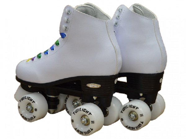 EPIC QUAD ALLURE TWILIGHT ROLLER SKATES + POMPOM - size US 1 - CLEARANCE