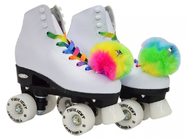 EPIC QUAD ALLURE TWILIGHT ROLLER SKATES + POMPOM - size US 1 - CLEARANCE