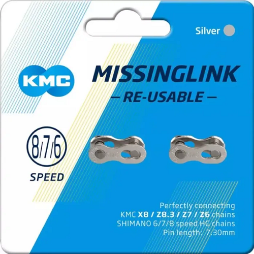 Kmc 6/7/8 Speed Chain Joining Link - Silver Pack Of 2