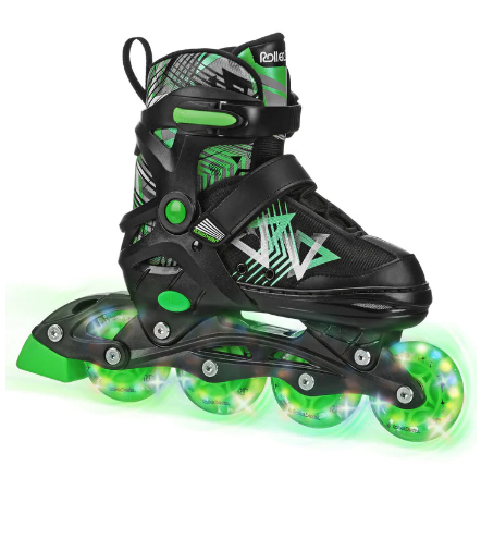 RDS Stryde Lighted Green Adjustable Inline Skates - Youth S - CLEARANCE