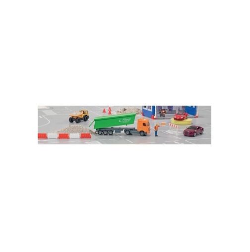 Siku Mercedes Benz Truck with Fliegl Trailer and Roof - 1:87 Scale