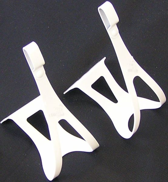 White Toe Clips - Single Strap - CLEARANCE