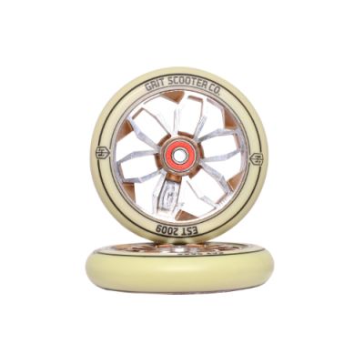 Grit Vintage White/Silver Bronze Core Wheels - 120MM X 24MM