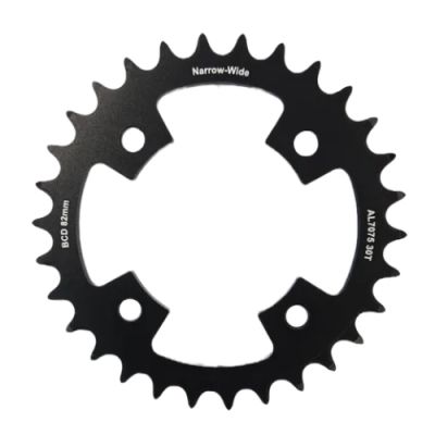 Chain Ring Only, 30T, Al7075, Black Bcd: 82Mm, Narrow Wide - (Bolt Hole = 8Mm)