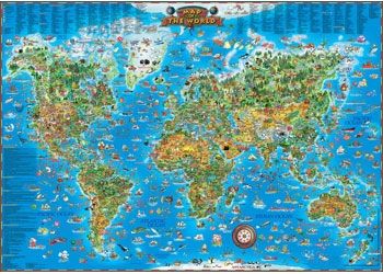Blue Opal Around the World Giant Map 300pc Puzzle - CLEARANCE