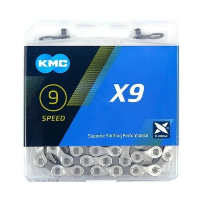Kmc X9 9 Speed Chain - 1/2" X 11/128" Silver/Grey