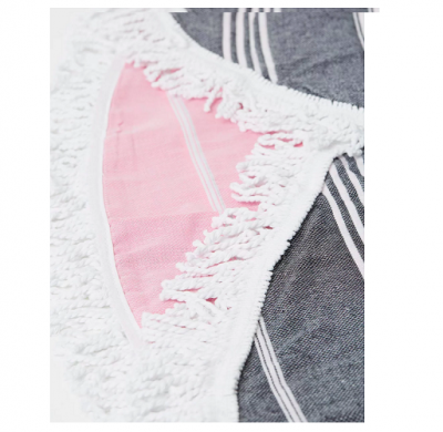 Reverse Round Turkish Towel - Black/Pink - CLEARANCE